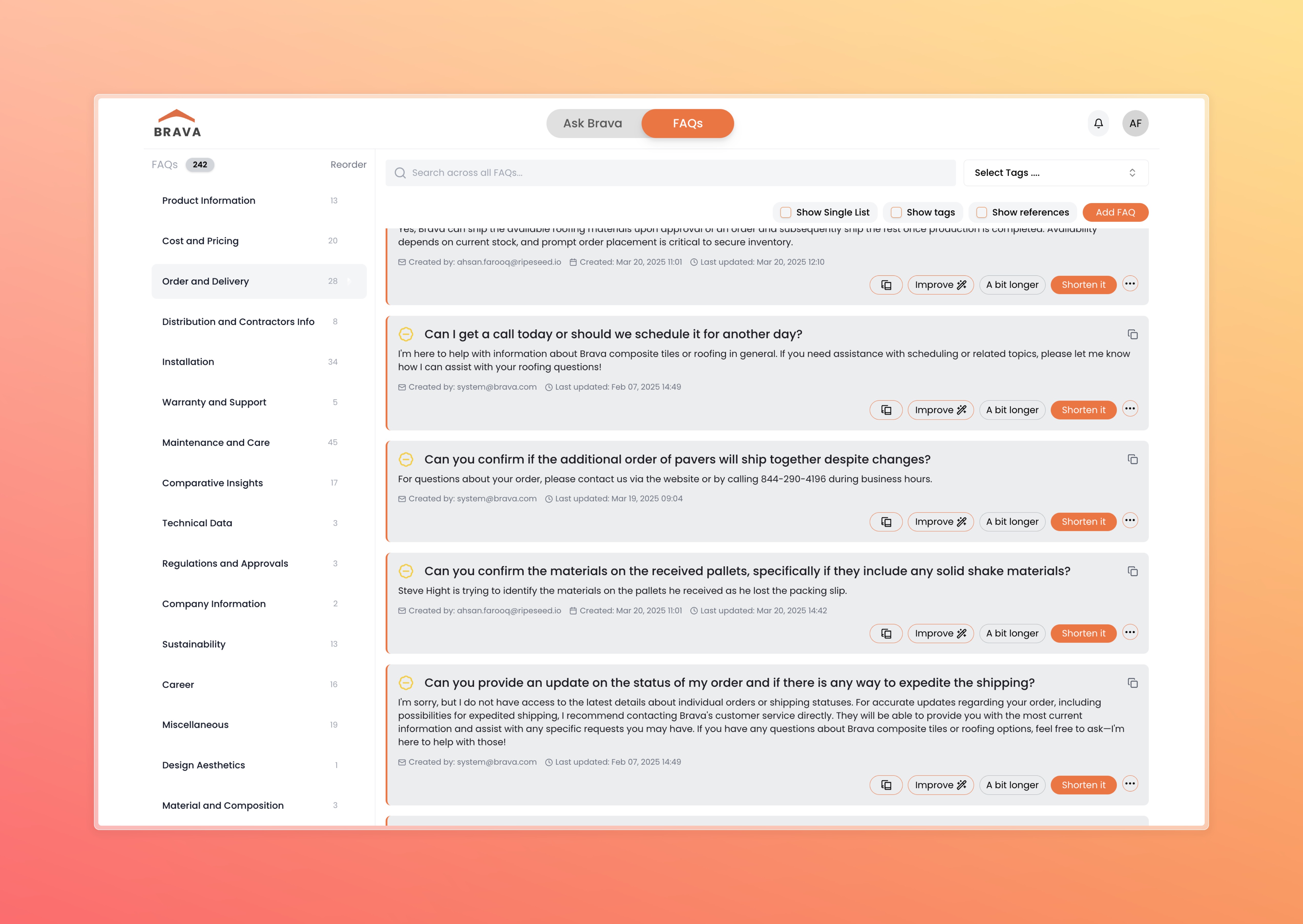 Brava FAQs screenshot 3